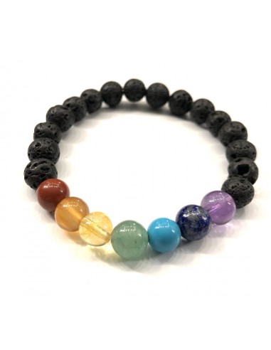 Bracelet sept chakras et pierre de lave