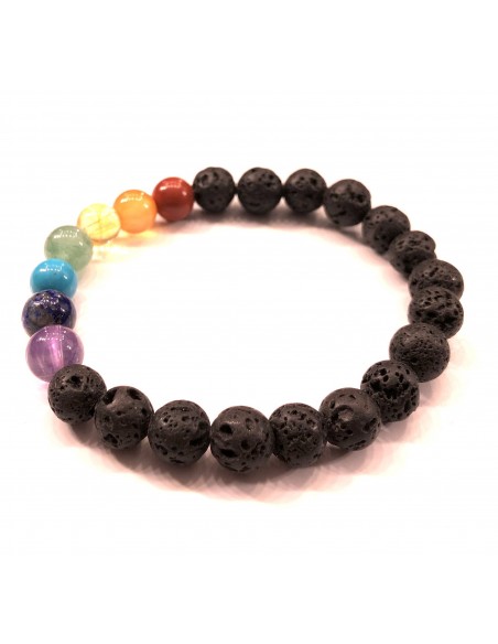 Bracelet sept chakras et pierre de lave