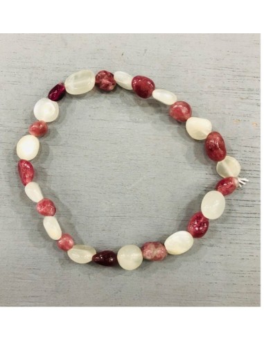 Bracelet Tourmaline rose & Pierre de Lune grains Bracelet Tourmaline rose & Pierre de Lune grains