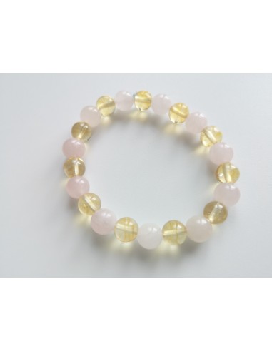 Bracelet mélangé citrine et quartz rose