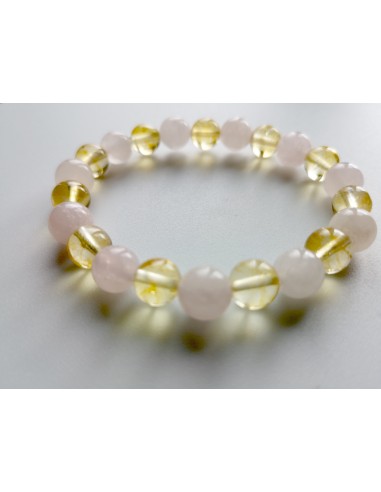 Bracelet mélangé citrine et quartz rose
