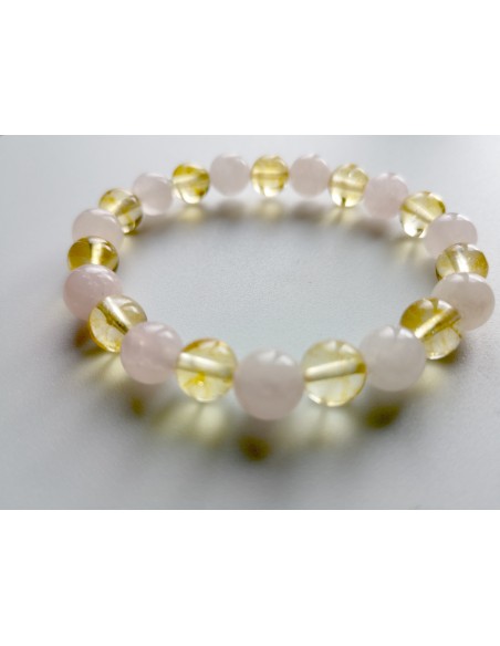 Bracelet mélangé citrine et quartz rose
