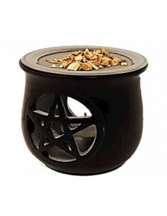 Brûle encens Pentacle en pierre à savon noir