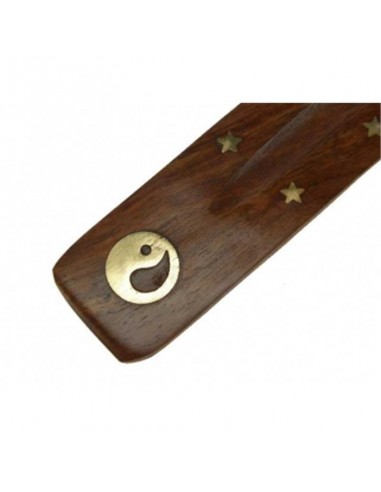 Porte encens en bois avec symbole Ying Yang