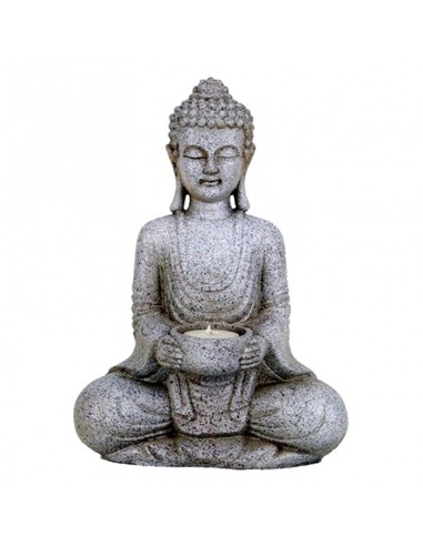 Bouddha méditant bougeoir couleur gris