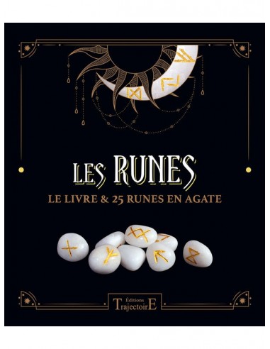 Les Runes - Le livre & 25 runes en agate - Coffret