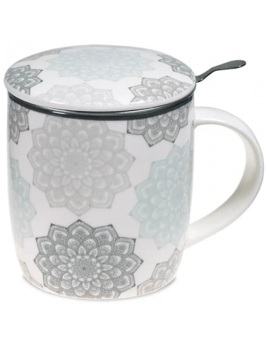 Tasse à thé infuseur Mandala gris