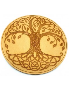 Plaque Bois Arbre de Vie Gravé 15cm