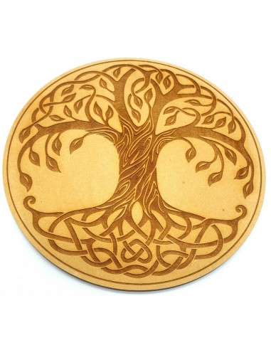 Plaque Bois Arbre de Vie Gravé 15cm