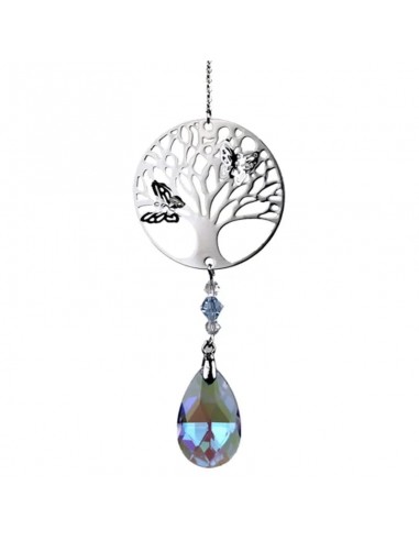 Arbre de Vie + goutte de cristal arc en ciel violet