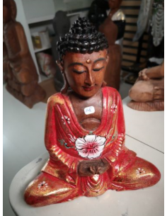 Bouddha en bois peint de 20cm
