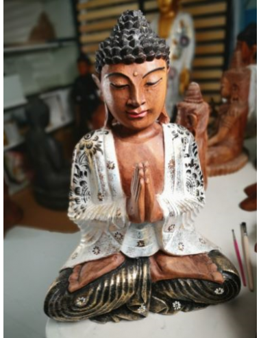 Bouddha en bois peint de 40cm