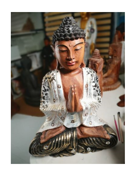 Bouddha en bois peint de 50cm