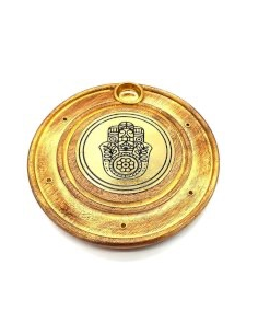 Porte-Encens Bois Rond Main de Fatima 10cm