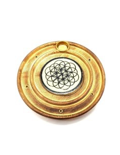 Porte-Encens Bois Rond Graine de Vie 10cm