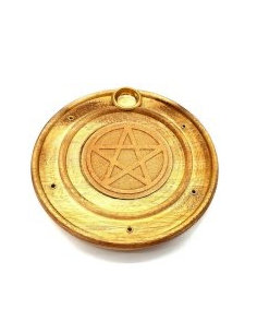 Porte-Encens Bois Rond Pentagramme 10cm