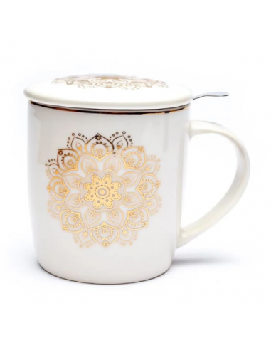 Tasse Infuseur à Thé Mandala blanc