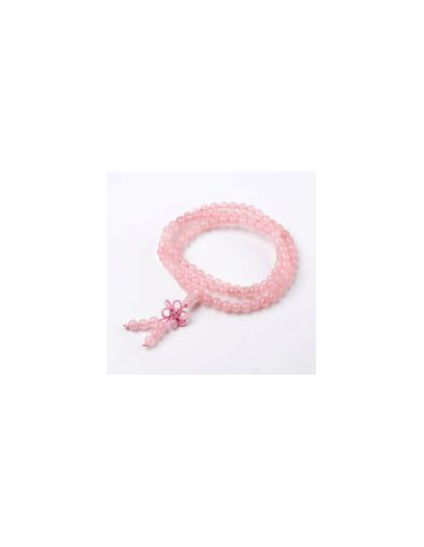 3 boucles roses naturelles bracelets d'emballage perles de quartz