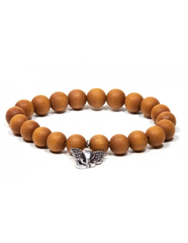 Mala / bracelet avec 21 perles de bois de santal et un charmant Ganesh