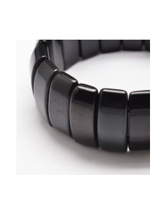 Rectangle noir obsidienne bracelets en perles naturelles extensibles