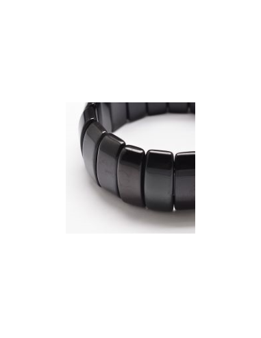 Rectangle noir obsidienne bracelets en perles naturelles extensibles