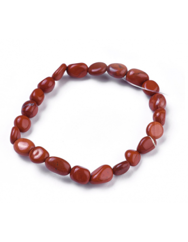 Bracelets extensibles en perles de jaspe rouge naturel