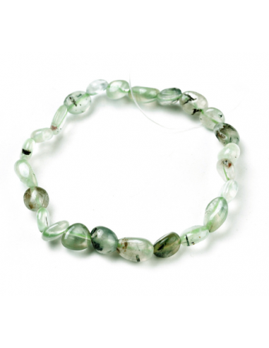 Bracelets extensibles en perles de préhnite naturelles