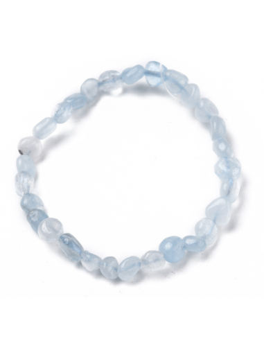 Bracelets extensibles de perles pierre roulées d'aigue-marine