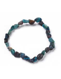 Bracelets extensibles en perles de chrysocolle naturelles