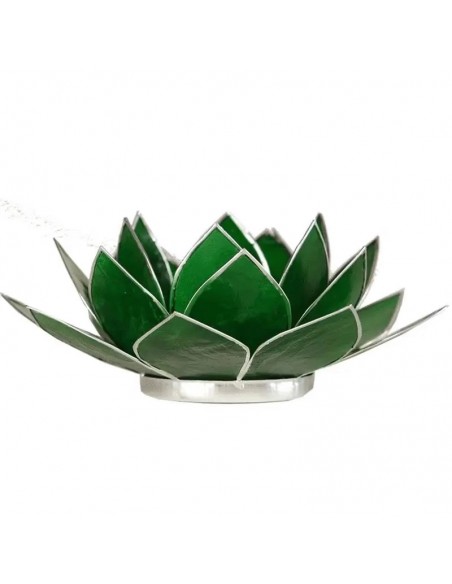 Photophore Lotus Chakras Vert / argent Photophore Lotus Chakras Vert / argent