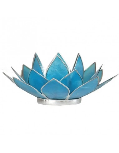 Photophore Lotus Chakras Bleu / argent