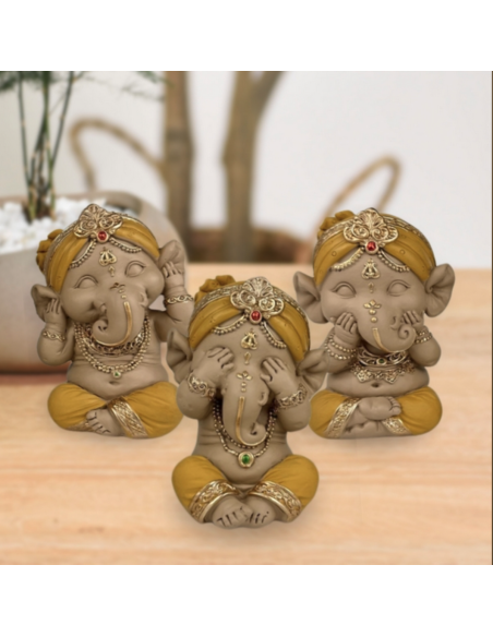 Lot de 3 Ganesh Jaune Lot de 3 Ganesh Jaune