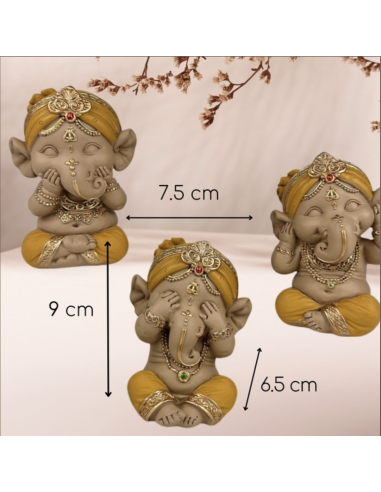 Lot de 3 Ganesh Jaune Lot de 3 Ganesh Jaune