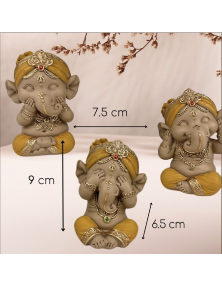 Lot de 3 Ganesh Jaune Lot de 3 Ganesh Jaune