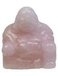 Bouddha Rieur Assis 4 cm - Quartz rose