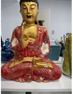 Bouddha en bois peint de 50cm 2