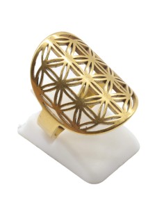 Bague Inox plaquée Or Fleur de vie