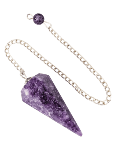 Pendule Lepidolite Conique 6 faces
