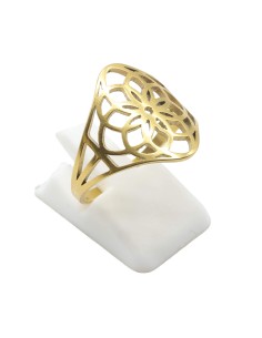 Bague Inox plaquée Or Lotus